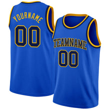 Load image into Gallery viewer, Custom Thunder Blue Navy-Gold Authentic Basketball Jersey
