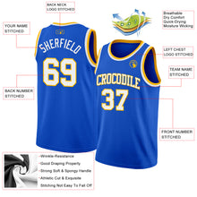 Load image into Gallery viewer, Custom Thunder Blue White-Gold Authentic Basketball Jersey
