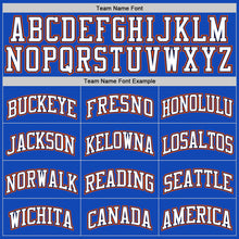 Load image into Gallery viewer, Custom Thunder Blue White Navy Orange-Gold Authentic Basketball Jersey
