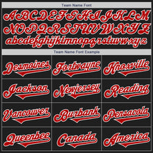 Load image into Gallery viewer, Custom Black Red-White Authentic Two Tone Baseball Jersey
