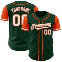 Load image into Gallery viewer, Custom Green White-Orange Authentic Two Tone Baseball Jersey
