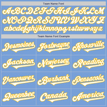 Load image into Gallery viewer, Custom Light Blue White-Gold Authentic Two Tone Baseball Jersey
