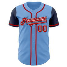 Load image into Gallery viewer, Custom Light Blue Red-Navy Authentic Two Tone Baseball Jersey
