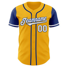 Load image into Gallery viewer, Custom Gold White-Royal Authentic Two Tone Baseball Jersey
