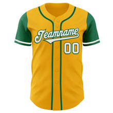 Load image into Gallery viewer, Custom Gold White-Kelly Green Authentic Two Tone Baseball Jersey
