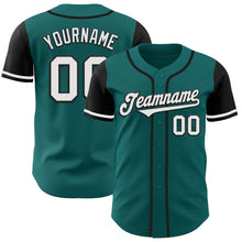 Load image into Gallery viewer, Custom Teal White-Black Authentic Two Tone Baseball Jersey
