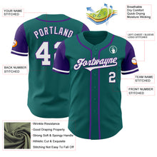 Load image into Gallery viewer, Custom Teal White-Purple Authentic Two Tone Baseball Jersey
