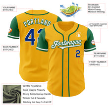 Load image into Gallery viewer, Custom Gold Royal-Kelly Green Authentic Two Tone Baseball Jersey
