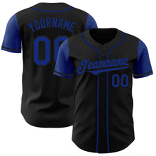 Load image into Gallery viewer, Custom Black Royal Authentic Two Tone Baseball Jersey
