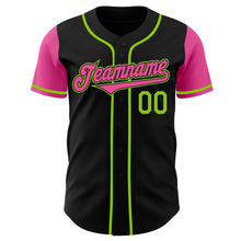 Load image into Gallery viewer, Custom Black Pink-Neon Green Authentic Two Tone Baseball Jersey
