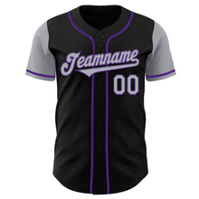 Load image into Gallery viewer, Custom Black Gray-Purple Authentic Two Tone Baseball Jersey
