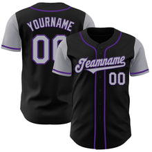 Load image into Gallery viewer, Custom Black Gray-Purple Authentic Two Tone Baseball Jersey
