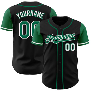 Custom Black Kelly Green-White Authentic Two Tone Baseball Jersey