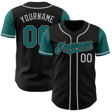 Load image into Gallery viewer, Custom Black Teal-Gray Authentic Two Tone Baseball Jersey
