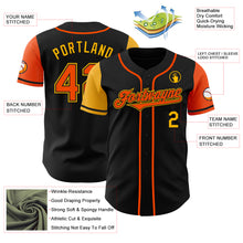 Load image into Gallery viewer, Custom Black Orange-Gold Authentic Two Tone Baseball Jersey
