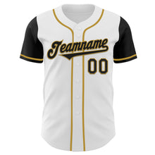 Load image into Gallery viewer, Custom White Black-Old Gold Authentic Two Tone Baseball Jersey
