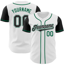 Load image into Gallery viewer, Custom White Black-Kelly Green Authentic Two Tone Baseball Jersey
