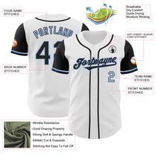 Load image into Gallery viewer, Custom White Black-Light Blue Authentic Two Tone Baseball Jersey
