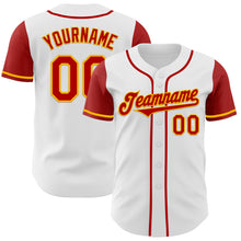 Load image into Gallery viewer, Custom White Red-Gold Authentic Two Tone Baseball Jersey
