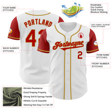 Load image into Gallery viewer, Custom White Red-Old Gold Authentic Two Tone Baseball Jersey
