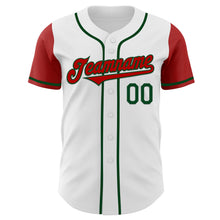 Load image into Gallery viewer, Custom White Red-Green Authentic Two Tone Baseball Jersey
