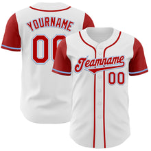Load image into Gallery viewer, Custom White Red-Light Blue Authentic Two Tone Baseball Jersey
