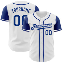 Load image into Gallery viewer, Custom White Royal Authentic Two Tone Baseball Jersey
