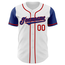 Load image into Gallery viewer, Custom White Royal-Red Authentic Two Tone Baseball Jersey

