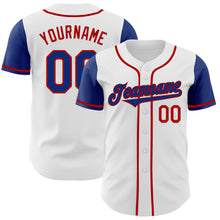 Load image into Gallery viewer, Custom White Royal-Red Authentic Two Tone Baseball Jersey
