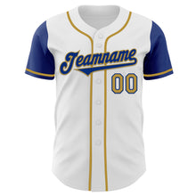 Load image into Gallery viewer, Custom White Royal-Old Gold Authentic Two Tone Baseball Jersey

