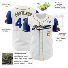 Load image into Gallery viewer, Custom White Royal-Old Gold Authentic Two Tone Baseball Jersey
