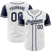 Load image into Gallery viewer, Custom White Navy Authentic Two Tone Baseball Jersey
