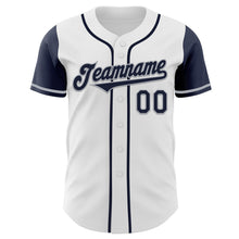 Load image into Gallery viewer, Custom White Navy-Gray Authentic Two Tone Baseball Jersey
