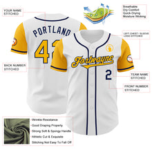 Load image into Gallery viewer, Custom White Gold-Navy Authentic Two Tone Baseball Jersey
