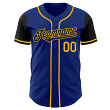 Load image into Gallery viewer, Custom Royal Black-Gold Authentic Two Tone Baseball Jersey
