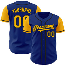 Load image into Gallery viewer, Custom Royal Gold-Black Authentic Two Tone Baseball Jersey
