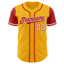 Load image into Gallery viewer, Custom Gold Red-White Authentic Two Tone Baseball Jersey
