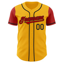 Load image into Gallery viewer, Custom Gold Red-Black Authentic Two Tone Baseball Jersey

