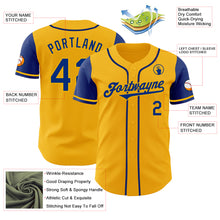 Load image into Gallery viewer, Custom Gold Royal Authentic Two Tone Baseball Jersey
