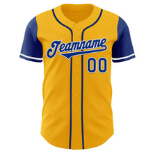 Load image into Gallery viewer, Custom Gold Royal-White Authentic Two Tone Baseball Jersey
