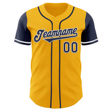 Load image into Gallery viewer, Custom Gold Navy-White Authentic Two Tone Baseball Jersey
