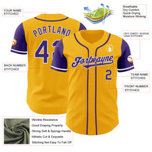 Load image into Gallery viewer, Custom Gold Purple-White Authentic Two Tone Baseball Jersey
