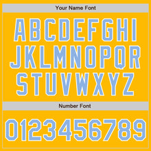 Load image into Gallery viewer, Custom Gold Light Blue-White Authentic Two Tone Baseball Jersey
