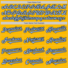 Load image into Gallery viewer, Custom Gold Light Blue-Black Authentic Two Tone Baseball Jersey
