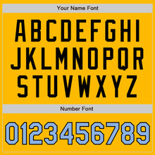 Load image into Gallery viewer, Custom Gold Light Blue-Black Authentic Two Tone Baseball Jersey
