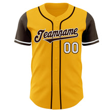 Load image into Gallery viewer, Custom Gold Brown-White Authentic Two Tone Baseball Jersey

