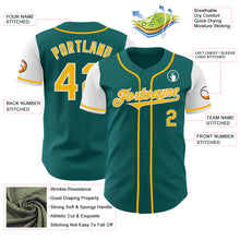 Load image into Gallery viewer, Custom Teal Gold-White Authentic Two Tone Baseball Jersey
