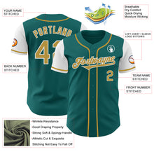 Load image into Gallery viewer, Custom Teal Old Gold-White Authentic Two Tone Baseball Jersey
