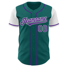 Load image into Gallery viewer, Custom Teal Purple-White Authentic Two Tone Baseball Jersey
