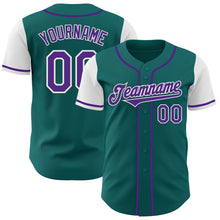 Load image into Gallery viewer, Custom Teal Purple-White Authentic Two Tone Baseball Jersey
